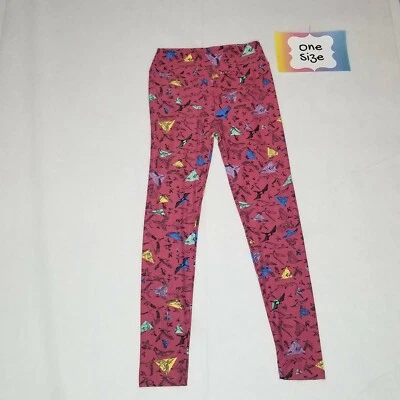 NWOT LuLaRoe One Size Purplish Red with Birds Blue Purple Mint Yellow Triangles  - Image 1 of 4