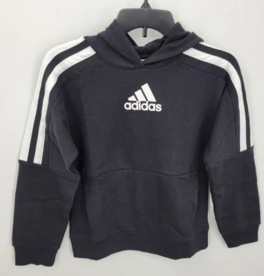 Adidas Sudadera con Capucha Niños Jóvenes Mediana Negra Blanca Logo Central Sudadera con Capucha  Foto 1 de 4