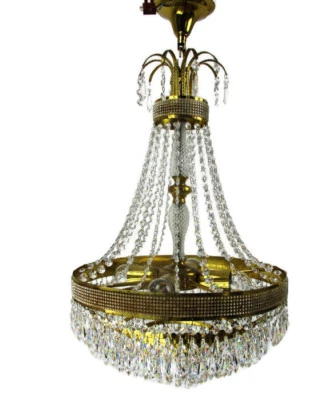 Candelabro de boda cesta con cuentas 6 niveles prismas de cristal Hollywood regencia   Foto 1 de 4