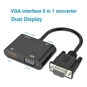 VGA To HDMI + VGA Splitter 3.5mm Audio Video Converter Adapter For Laptop PC TV - Picture 1 of 12