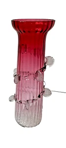 ANTIQUE THOMAS WEBB STEVENS & WILLIAMS RIGAREE CRANBERRY ART GLASS VASE - Picture 1 of 7