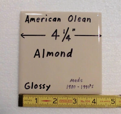 1 pc. Almendra vintage: azulejo de cerámica de 4-1/4" de American Olean Co. nuevo stock antiguo Foto 1 de 4