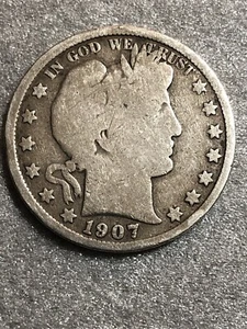 1907-S Barber 50c Half Dollar Hard Date Silber - Bild 1 von 3