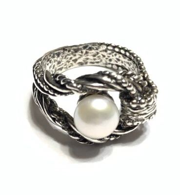NWOT OR PAZ STERLING SILVER 925 WHITE PEARL TEXTURED RING SZ 5 MADE IN ISRAEL PZ - Image 1 of 4