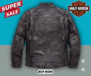 Harley Davidson Men Dauntless Convertible 2 in 1 Genuine Cow Leather Jacket