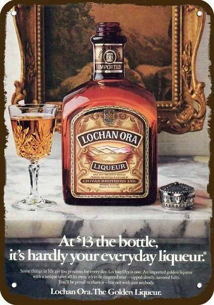 1979 LIQUORE LOCHAN ORA look vintage **** REPLICA DECORATIVA INSEGNA METALLO **** - Immagine 1 di 1