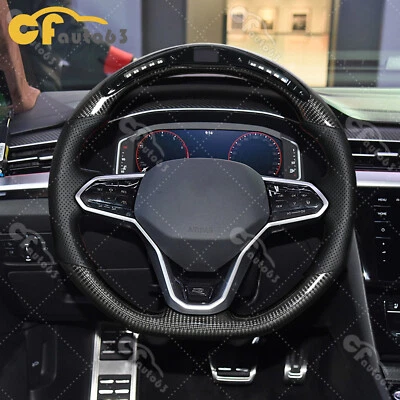 Volante LED de fibra de carbono real para Volkswagen Golf 8 MK8 CC 2020-2024 Foto 1 de 4