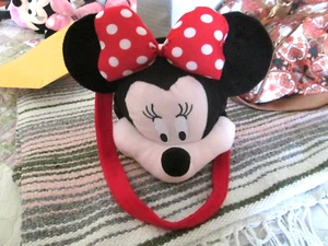 Disney Minnie Mouse Girls Plush Purse Bag Red Bow White Polka Dots Zipper EUC - Picture 1 of 5