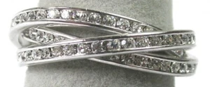 3 Band Ring in Sterling Silver with Rhinestones Statement Jewelry Size 7 - Picture 1 of 2