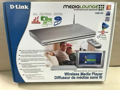 NEW D-LINK DSM-320 MEDIALOUNGE WIRELESS NETWORK MEDIA PLAYER 802.11G ALL FORMATS - Image 1 of 4