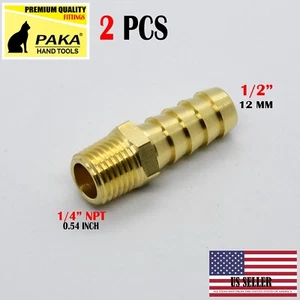  2x 1/2" MANGUERA BARB X 1/4 MACHO NPT Latón Tubería Montaje NPT Rosca Gas Combustible Agua - Imagen 1 de 1