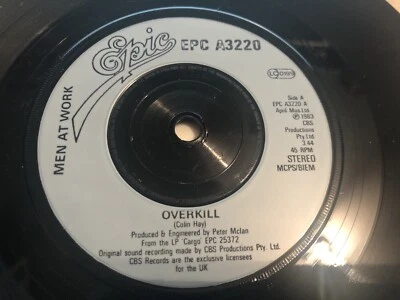 Men At Work - Overkill 7" Vinyl Single Record - Image 1 of 4