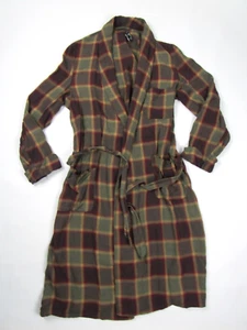 Vtg 1950's 60's Rayon Plaid Robe W/ Belt 50s Hollywood VLV Mod Loungewear Shadow - Picture 1 of 13