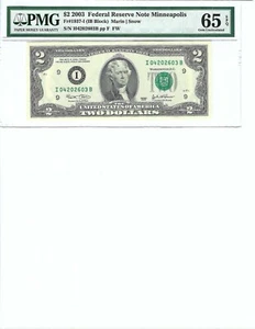 2003 $2 FRN FR1937-I PMG 65 EPQ, Minneapolis * Note S/N I04202603*!!! - Picture 1 of 2