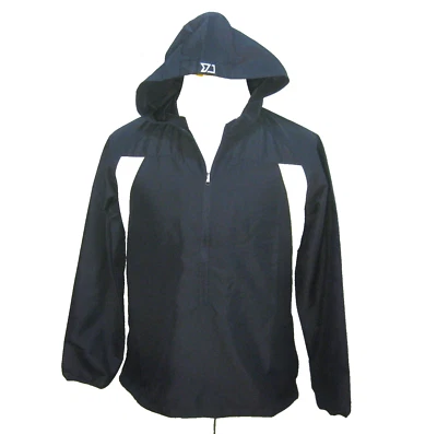 New CUTTER & BUCK Men's (Large) Navy Blue Windbreaker Light Jacket Hooded Coat - Image 1 of 4