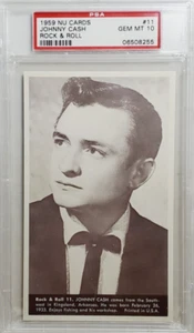 1959 NU Cards Rock & Roll #11 Johnny Cash Rookie Card RC PSA 10 Gem Mint POP 8 - Picture 1 of 2