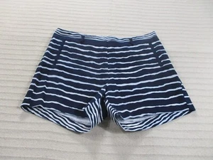 Cato Shorts Womens 10 Blue Striped Flat Front Zip Pockets Cotton White - Picture 1 of 10