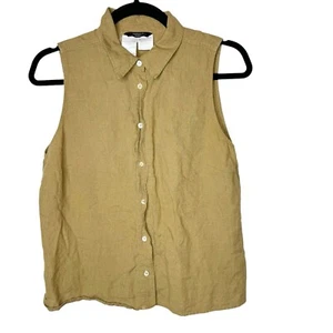 MaxMara Weekend Linen Tan Sleeveless Tank Top Blouse Large - Picture 1 of 8