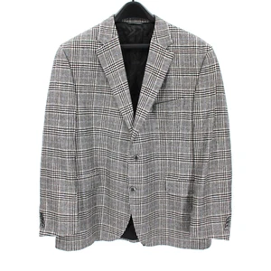 Williams & Kent Gibson Wool Cashmere Black White Plaid Sports Coat Blazer 48R - Picture 1 of 7