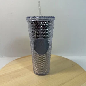 New Starbucks Holiday 2019 Silver Venti Studded Diamond Tumbler Cold Cup 24oz - Picture 1 of 8