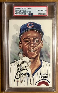 1981 Perez-Steele HOF #158 Ernie Banks PSA/DNA 10 GEM MT AUTO Rare! 💥 - Picture 1 of 5