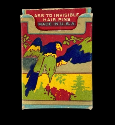 Caja Publicitaria Art Deco Alfileres de Cabello Cartón Original 1900 con Alfileres Decoración Pájaro De Colección Foto 1 de 4