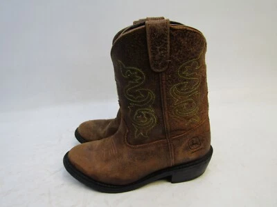 John Deere Youth Size 2 Brown Rough Out Leather Cowboy Western Boots - Image 1 of 4