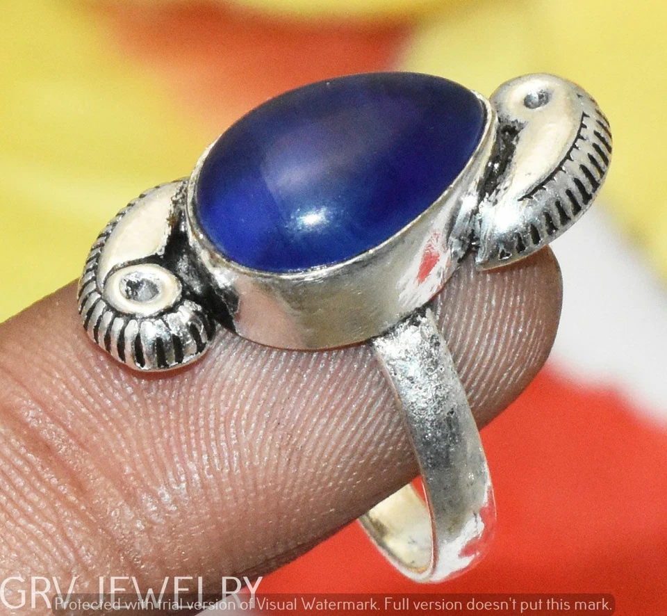 Anillo de piedras preciosas de cuarzo tanzanita superpuesto de plata 925 talla US 7,5" U295-E133 Foto 1 de 1