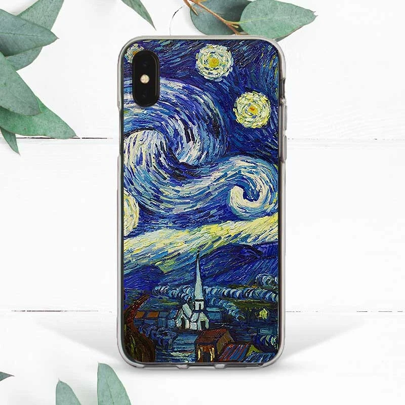 Van Gogh Starry Night Vintage Art Case For iPhone X SE 11 12 13 14 15 Pro Max XR - Image 1 of 2