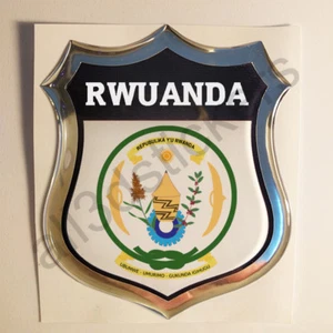 Sticker Rwanda Emblem Coat of Arms Shield 3D Resin Domed Gel Vinyl Decal Car  - Picture 1 of 4