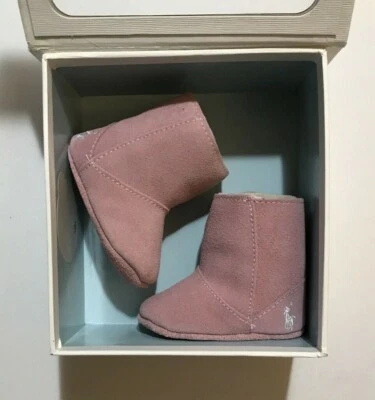 Ralph Lauren Mauve Suede Baby Boots Size 0(Birth-6 weeks)  NEW - Image 1 of 4