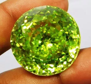Huge Zircon Round Cut 85 Ct Green Color Natural GIE Certified Loose Gemstone - Picture 1 of 6