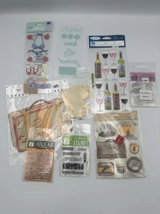 Craft Sticker & Stamp Lot Jolee’s Studio G Travel Wine Fishing Themes Scrapbook - Picture 1 of 7