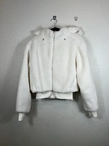 Chaqueta Bomber Alo Yoga Foxy Sherpa Con Capucha Marfil Talla XS - Imagen 1 de 9