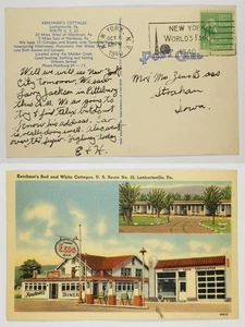 Vintage Kerchner's Diner Esso Service Lenhartsville PA Cottages 1940 PC - Picture 1 of 1