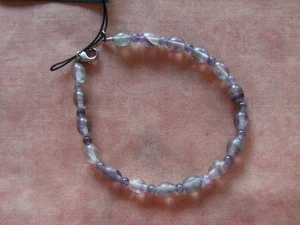 Armband aus Fluorit und  Amethyst 925 Silber 22cm, Armkette - Bild 1 von 3