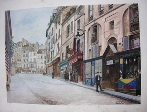 Peinture Aquarelle. Rue de la Montagne-Sainte-Geneviève. 75005. PARIS. 1944. - Imagen 1 de 3