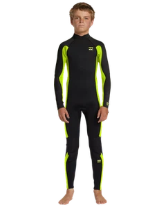 Billabong Kids 3/2mm Foil Back Zip Long Sleeve Wetsuit - Fluro Lime - 6 Yrs - Picture 1 of 6