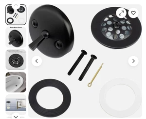Trip Lever Tub Trim Kit Set With Trip Lever Overflow Face Plate, Matte Black - Picture 1 of 3