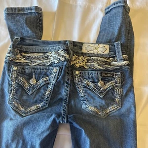 Miss Me Girls Jeans Size 24 Blue Skinny KE84735 Low To Mid Rise - Picture 1 of 13