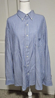 Chaps Men's Button-down Shirt Lkng Sleeves Blue With White Stripes XXL - Image 1 of 4