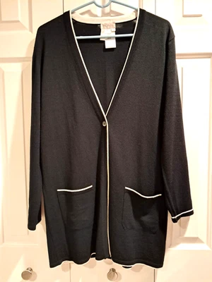 Cárdigan Mondi Mujer Largo 42 Negro Ligero Mezcla Lana Hecho en Italia Foto 1 de 3