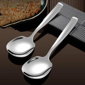 Stainless Steel Meal Spoon Thicken Public Spoon Tableware Rice Spoon Dinner - Picture 1 of 12