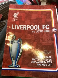 Liverpool FC vs LOSC Lille Official Match Day Programme & Team Sheet - Jan 2025 - Picture 1 of 1