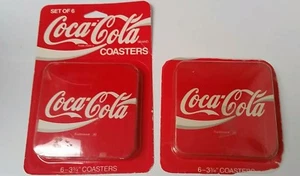 Vintage Coca-Cola Plastic, Cork Back Drink Coasters 2 sets (6) 3 3/4" coasters - Picture 1 of 2