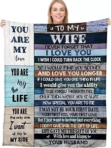 Anniversary Romantic Gift for Wife, Ultra-Soft Micro Fleece Sherpa Throw Blanket - Picture 1 of 7