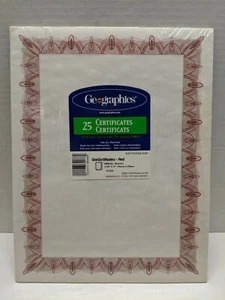 11 x 8-1/2 inches Geographics Printable Certificate with Seals, Classic Red, 25 - Picture 1 of 2