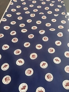 Vtg 30s Art Deco Fabric Indian Head 6 Yards Rich Blue - Picture 1 of 6