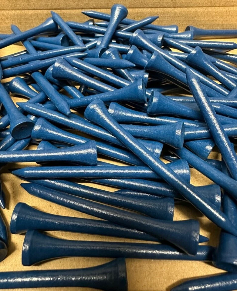 100 JL Golf blaue Holz-Tees 69 / 70 mm lang (2 3/4") *NEU* Weihnachtsgeschenk Väter