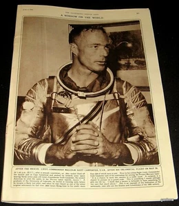 SCOTT CARPENTER 1962 MERCURY EARTH ORBIT PORTRAIT + SPLASHDOWN PICTORIAL & ART - Picture 1 of 2